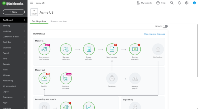 QuickBooks Dashboard