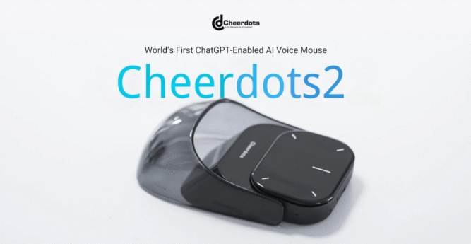 AI mouse with touchpad and voice recorder icons