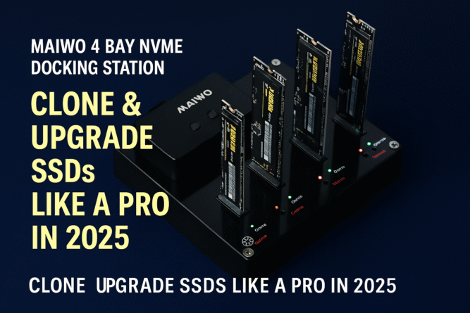 MAIWO docking station with four NVMe SSDs inserted