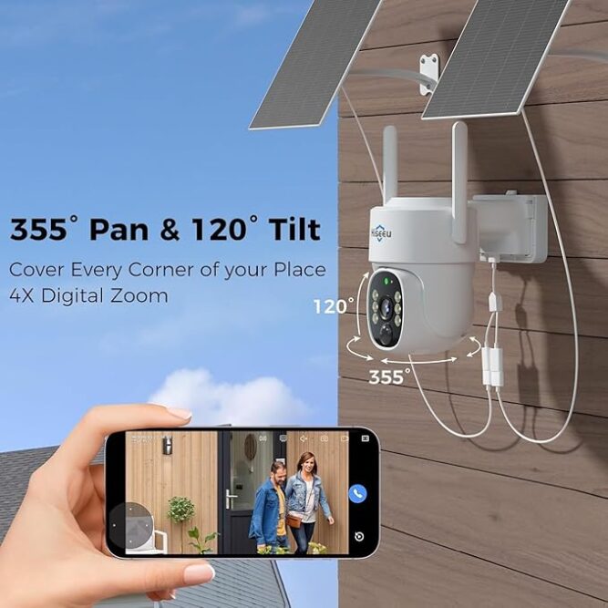 Hiseeu 4G solar security camera with motion detection for remote outdoor surveillance